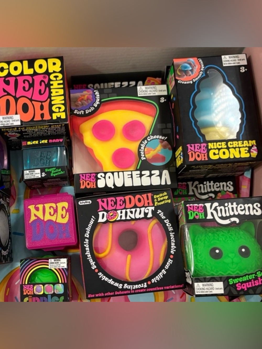 NeeDoh lot. Everything pictured. Authentic. Nice ice baby Needoh case also.